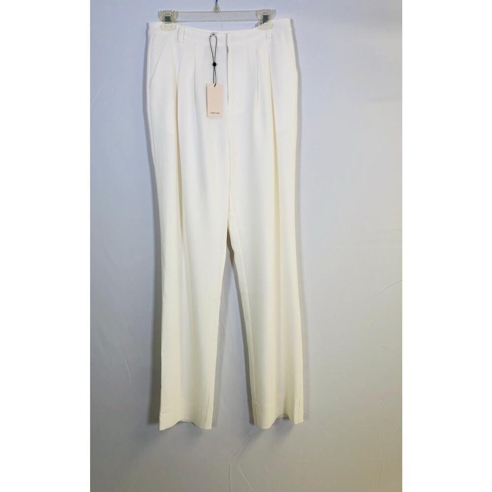 New With Tags Cinq A Sept Elisabeth Crepe Pleated Lined‎ Trousers 6 Ivory
